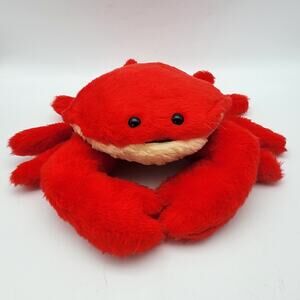 Vintage Maryland National Bank Crab Plush 11" Red Tan Belly Hard Eyes Toy